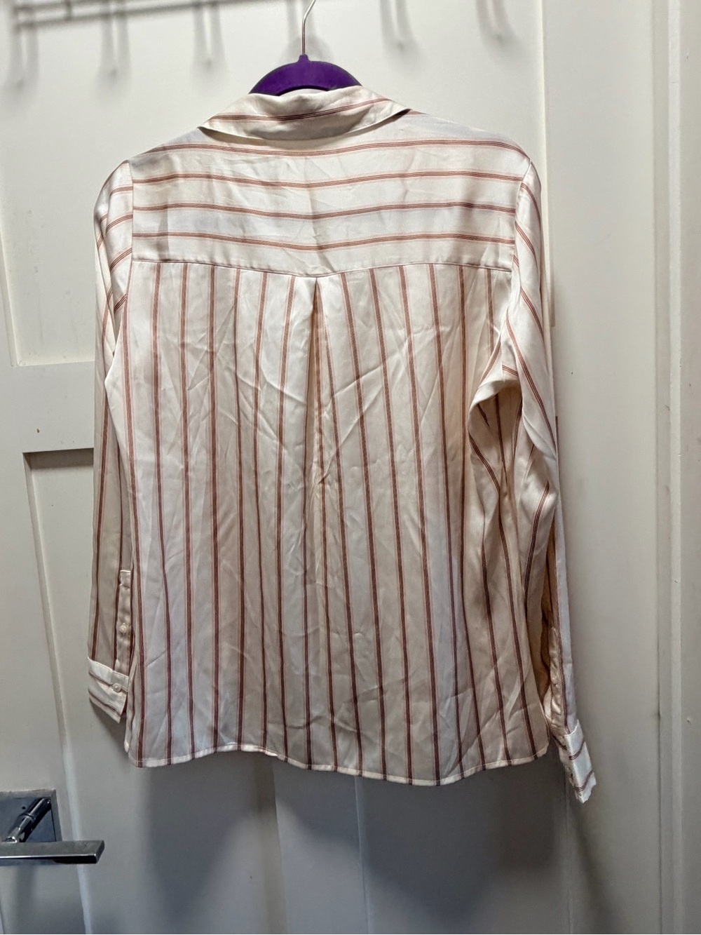 Express Portofino Cream Striped Button-Down Blouse - Picture 3 of 4